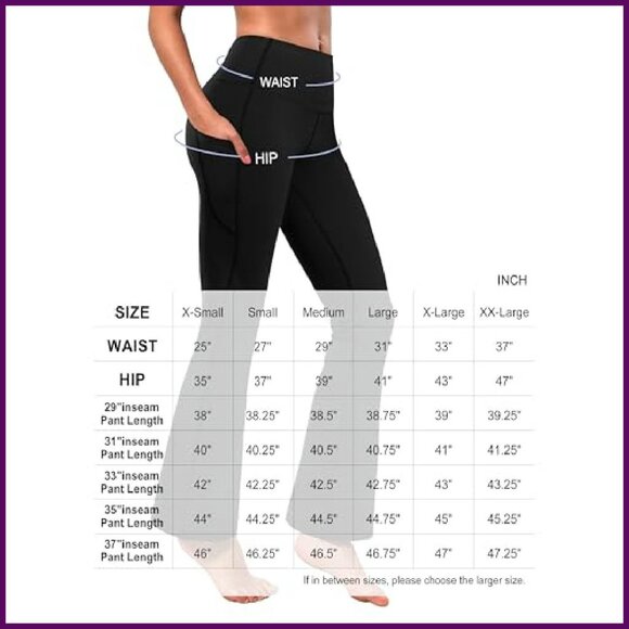 High Waist Bootcut Yoga Pants Tummy Control Flared Pockets Workout - Picture 7 of 8
